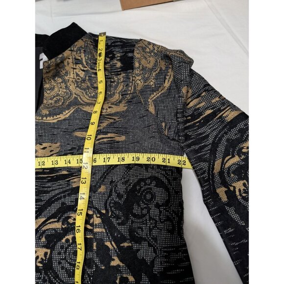 Chico’s Size 2 Long Tapestry Damask Jacket Coat Black Velvet Burnout - Picture 12 of 13
